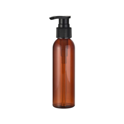 Siebdruckmarkt 120 ml PET-Plastikpumpenflasche mit schwarzer Pumpe und Bernsteinfarbe